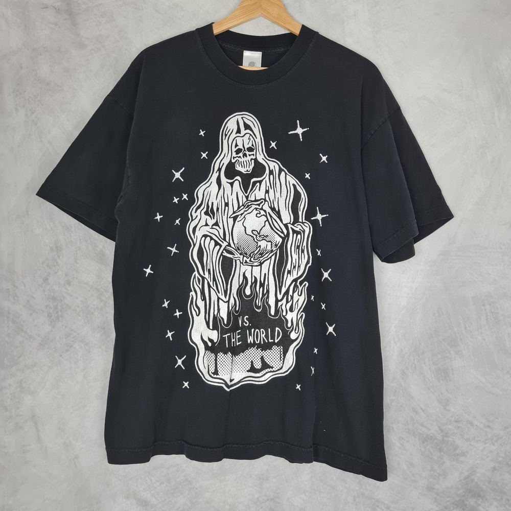 Warren Lotas Shirt Mens Large Black Grim Reaper Graphic Vs The World USA Cotton